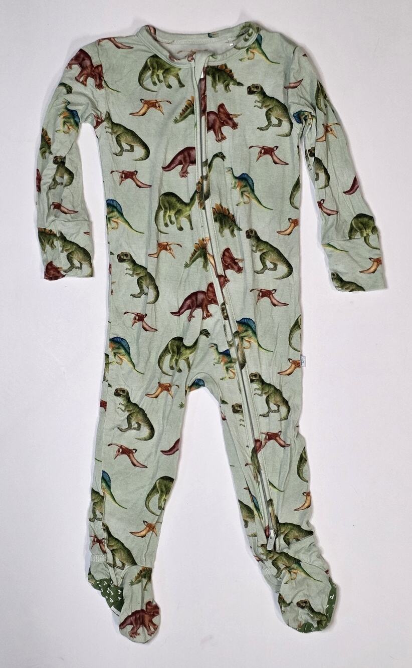 Posh Peanut Bamboo Baby Footie Zip Sleeper Dino 12-18 Months 2 way zipper